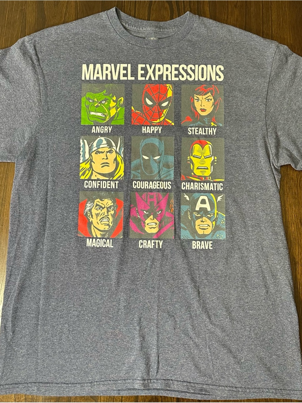 Marvel Expressions Graphic Tee - Blue with Multicolor Panels